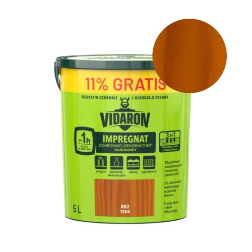 VIDARON Impregnat ochronno-dekoracyjny ogrodowy R02 teak 5L