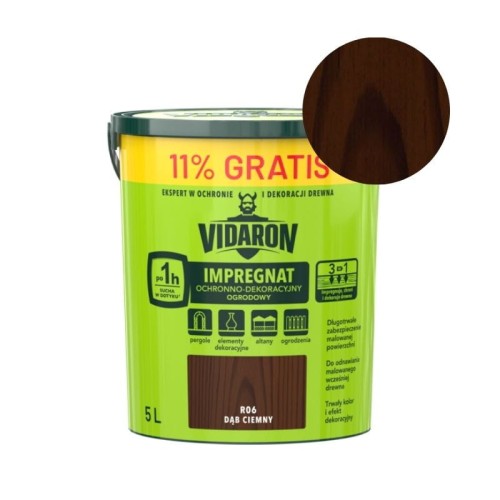 VIDARON Impregnat ochronno-dekoracyjny ogrodowy R06 dąb ciemny 5L