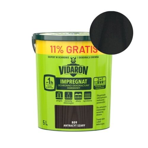 VIDARON Impregnat ochronno-dekoracyjny ogrodowy R09 antracyt szary 5L