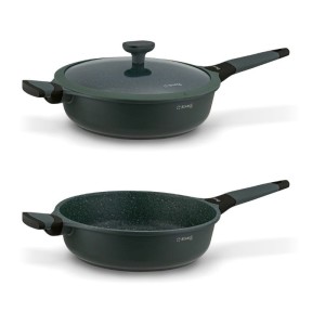 STARKE PRO Patelnia marmurowa z pokrywką Viridi 28 cm głęboka