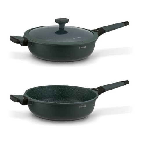 STARKE PRO Patelnia marmurowa z pokrywką Viridi 28 cm głęboka