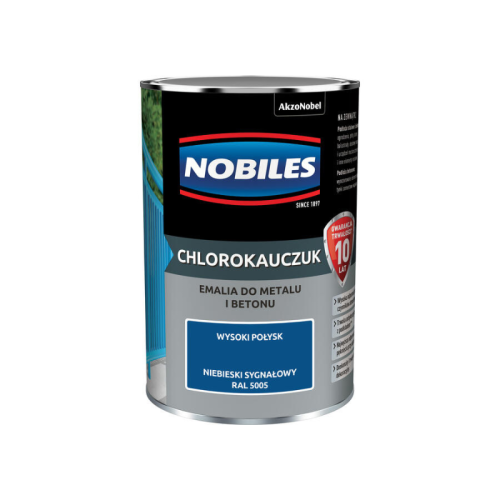 NOBILES Chlorokauczuk Niebieski Sygnałowy RAL5005 wysoki połysk 0,9L