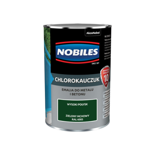 NOBILES Chlorokauczuk Zielony Mchowy RAL6005 wysoki połysk 0,9L