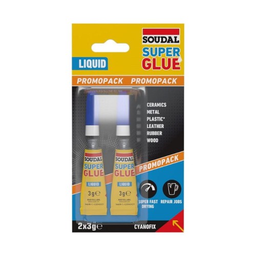 SOUDAL Superszybki klej cyjanoakrylowy Super Glue Liquid 2x3G