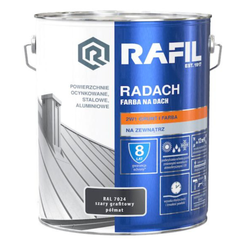 Rafil RADACH farba na dach 2w1 szary grafitowy półmat RAL7024 10L
