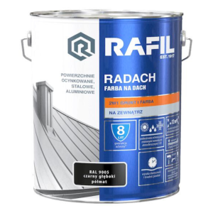 Rafil RADACH farba na dach 2w1 czarny głęboki półmat RAL9005 10L 