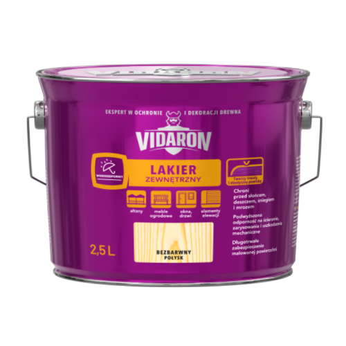 VIDARON Lakier Zewnętrzny Bezbarwny Połysk 2,5 L