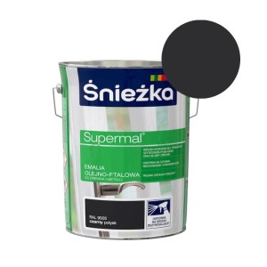 ŚNIEŻKA SUPERMAL Emalia olejno-ftalowa RAL9005 czarny połysk 5L