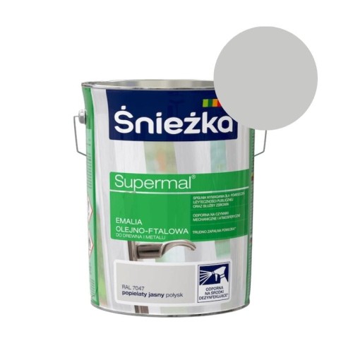 ŚNIEŻKA SUPERMAL Emalia olejno-ftalowa RAL7047 popielaty jasny połysk 5L