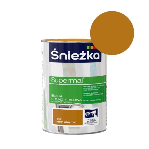 ŚNIEŻKA SUPERMAL Emalia olejno-ftalowa F108 orzech jasny mat 0,8L