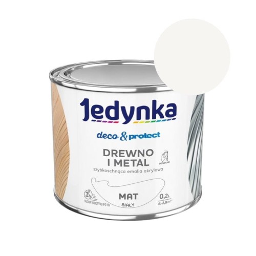 JEDYNKA Deco &amp; Protect Drewno i Metal Mat 0,2L biały