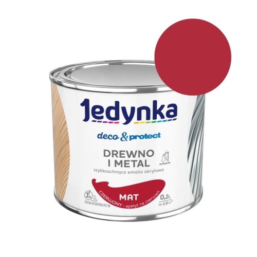 JEDYNKA Deco &amp; Protect Drewno i Metal Mat 0,2L czerwony