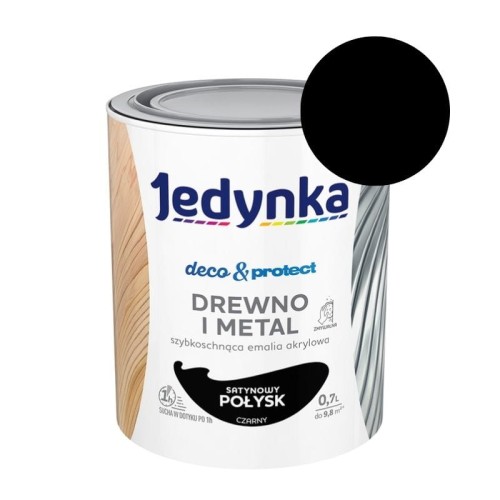 JEDYNKA Deco &amp; Protect Drewno i Metal Połysk 0,7L czarny