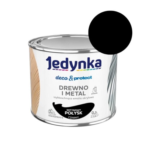 JEDYNKA Deco &amp; Protect Drewno i Metal Połysk 0,2L czarny
