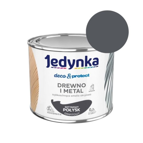 JEDYNKA Deco &amp; Protect Drewno i Metal Połysk 0,2L grafitowy
