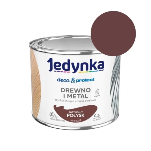 JEDYNKA Deco &amp; Protect Drewno i Metal Połysk 0,2L mahoń
