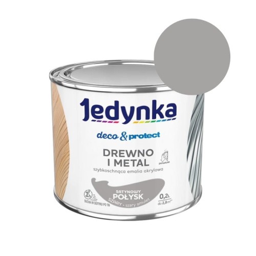JEDYNKA Deco &amp; Protect Drewno i Metal Połysk 0,2L szary