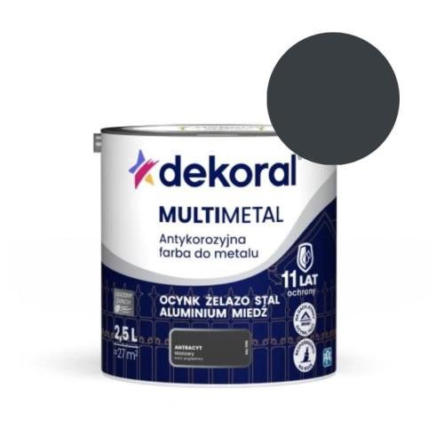 DEKORAL Farba antykorozyjna MULTIMETAL antracyt 2,5L