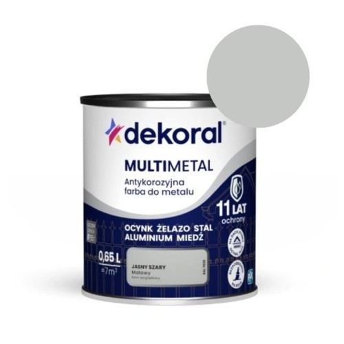 DEKORAL Farba antykorozyjna MULTIMETAL jasny szary 0,65L