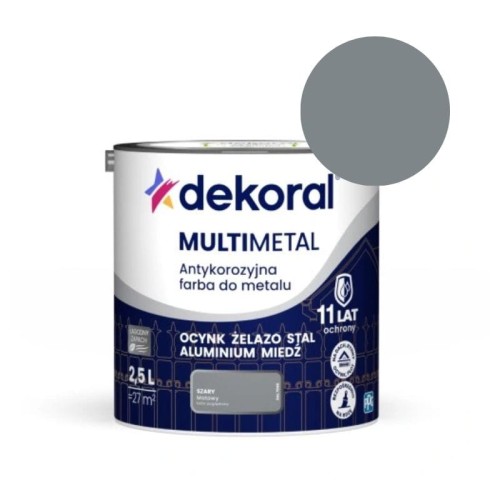 DEKORAL Farba antykorozyjna MULTIMETAL szary 2,5L