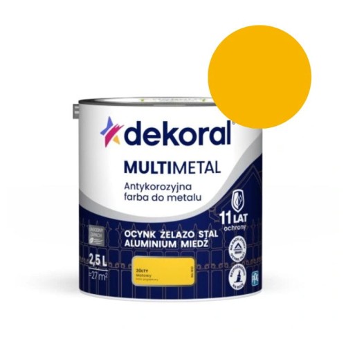 DEKORAL Farba antykorozyjna MULTIMETAL żółty 2,5L
