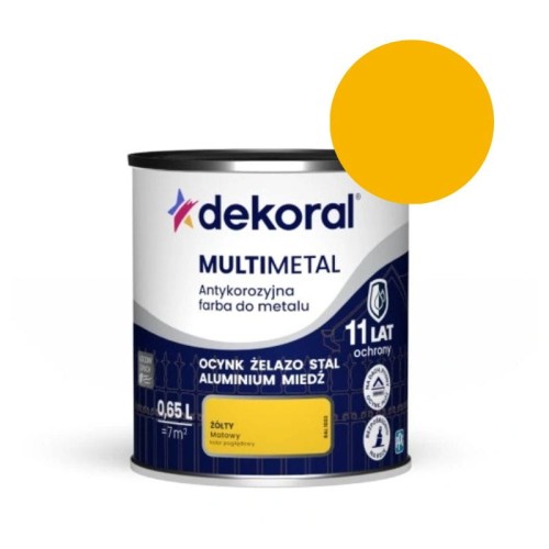 DEKORAL Farba antykorozyjna MULTIMETAL żółty 0,65L