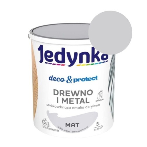 JEDYNKA Deco &amp; Protect Drewno i Metal Mat 5L szary jasny