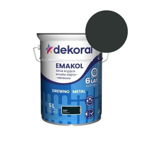 DEKORAL EMALIA EMAKOL STRONG CZARNY POŁYSK 5L