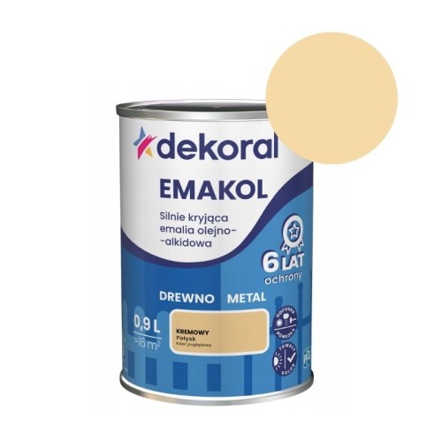 DEKORAL EMALIA EMAKOL STRONG KREMOWY POŁYSK 0,9 L