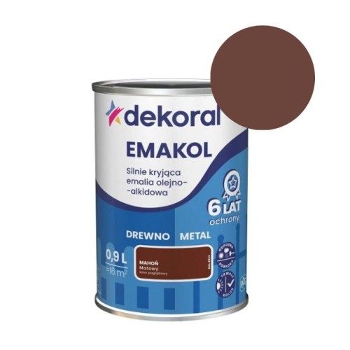 DEKORAL EMALIA EMAKOL STRONG MAHOŃ MATOWY 0,9L