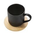 FLORINA Filiżanka ze spodkiem bambusowym Alisa 260 ml czarna