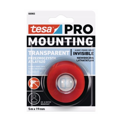 TESA Dwustronna taśma montażowa Mounting PRO transparent 5 m x 19 mm