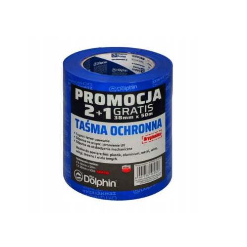 Blue Dolphin zestaw taśm ochronnych niebieskich zewnętrznych 2x 48mm x 50m gratis 1x 38mm x 50m