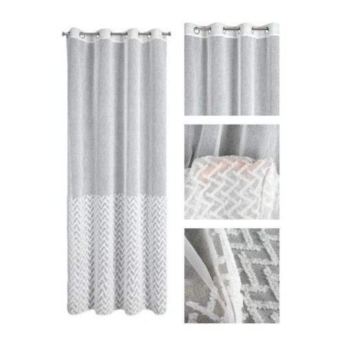 EUROFIRANY Firana MELI 140x250 cm przelotki biała z etaminy wzór 3D