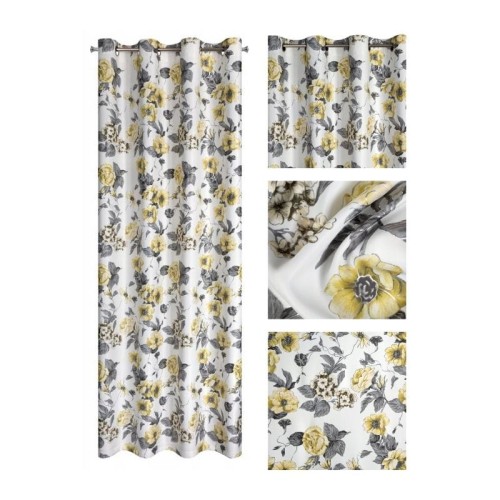 EUROFIRANY Zasłona DELIA 140x250 cm przelotki motyw kwiatowy