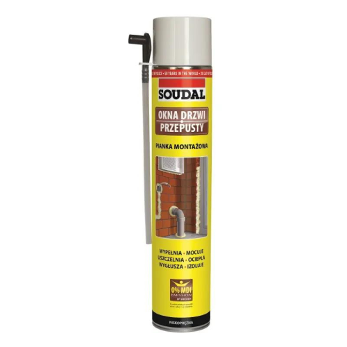 Soudal Piana montażowa wężykowa YELLOW okna &amp; drzwi 750 ml
