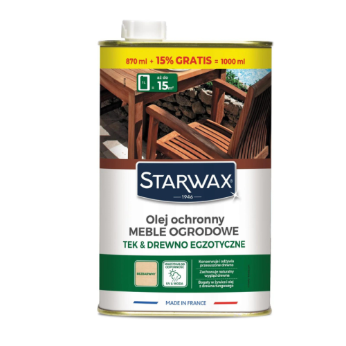 STARWAX olej ochronny meble ogrodowe tek &amp; drewno egzotyczne 1l