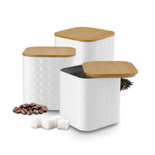 Tadar Komplet 3 pojemników Geometric 11,5 x 12,3 cm białe