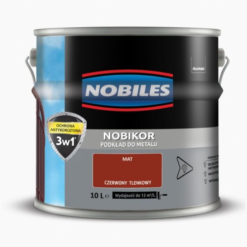 NOBILES Podkład do metalu NOBIKOR 10L czerwony tlenkowy mat