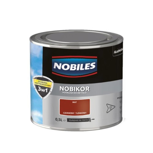 NOBILES Podkład do metalu NOBIKOR 0,5L czerwony tlenkowy mat