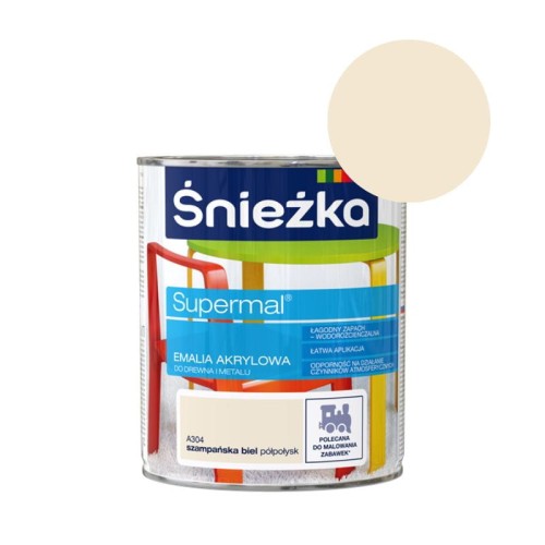 ŚNIEŻKA Emalia akrylowa SUPERMAL A304 szampańska biel 0,8L półpołysk