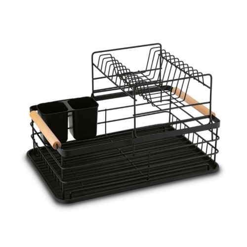 TADAR Suszarka 2-poziomowa do naczyń z ociekaczem i tacą czarna