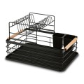 TADAR Suszarka 2-poziomowa do naczyń z ociekaczem i tacą czarna