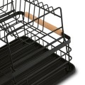 TADAR Suszarka 2-poziomowa do naczyń z ociekaczem i tacą czarna