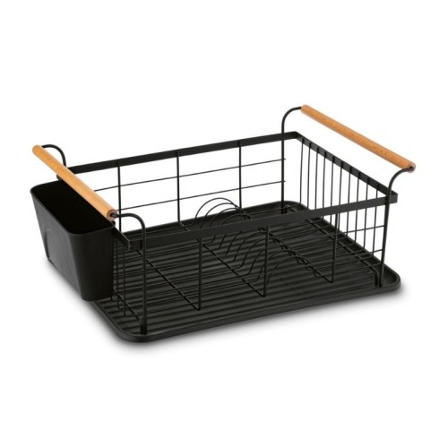 TADAR Suszarka do naczyń z ociekaczem i tacą 44 x 32 x 18,5 cm czarna