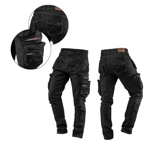 NEO TOOLS Spodnie robocze 5-kieszeniowe DENIM, czarne, r. XXXL