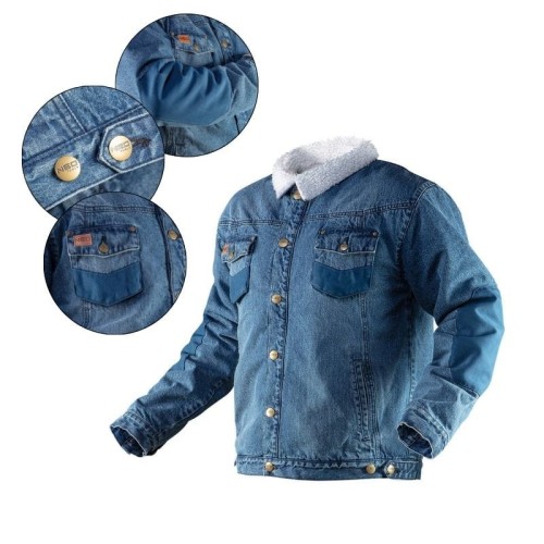 NEO TOOLS Kurtka robocza jeansowa ocieplana DENIM, r. XXXL