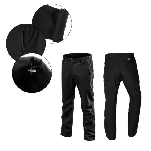 NEO TOOLS Ciepłe spodnie robocze Softshell , czarne, r. S