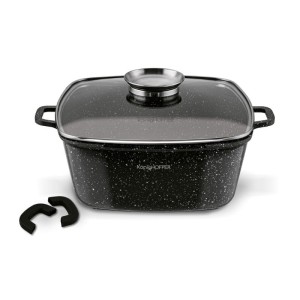 KonigHOFFER Garnek ceramiczny Kingstone 28 cm kwadratowy z aromatyzerem i 2 nakładki