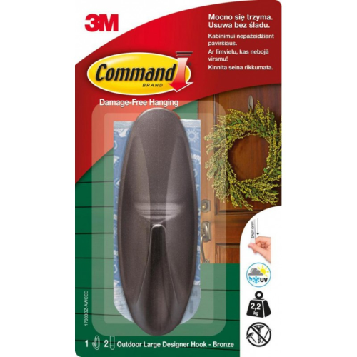 Command Outdoor Haczyk duży, 1 haczyk + 2 duże paski